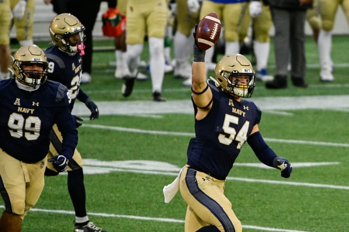 Diego Fagot, a linebacker for Navy, leads the team in tackles with 28 stops.